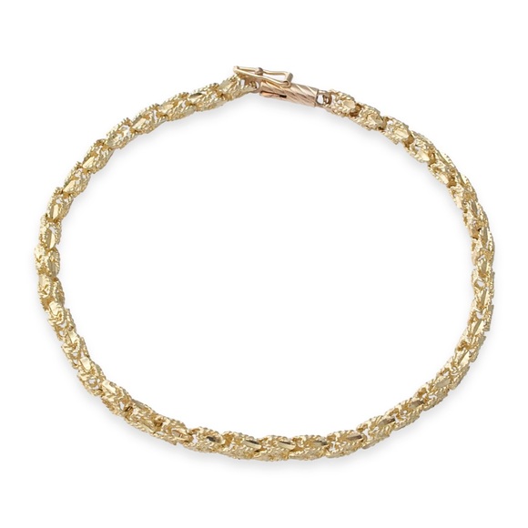 Vintage 10K Yellow Gold Chain Bracelet Diamond Cut Box Link - Picture 4 of 7